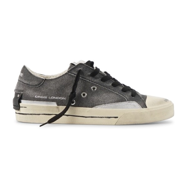 Crime London - Sneakers nera in tessuto e dettagli in suede argento per uomo |