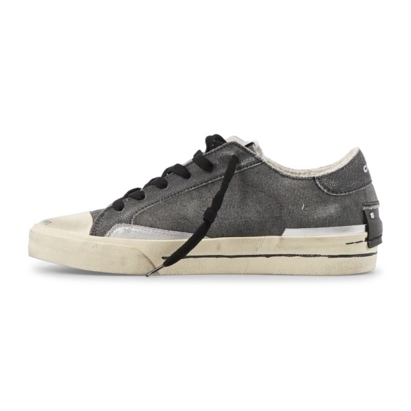 Crime London - Sneakers nera in tessuto e dettagli in suede argento per uomo |