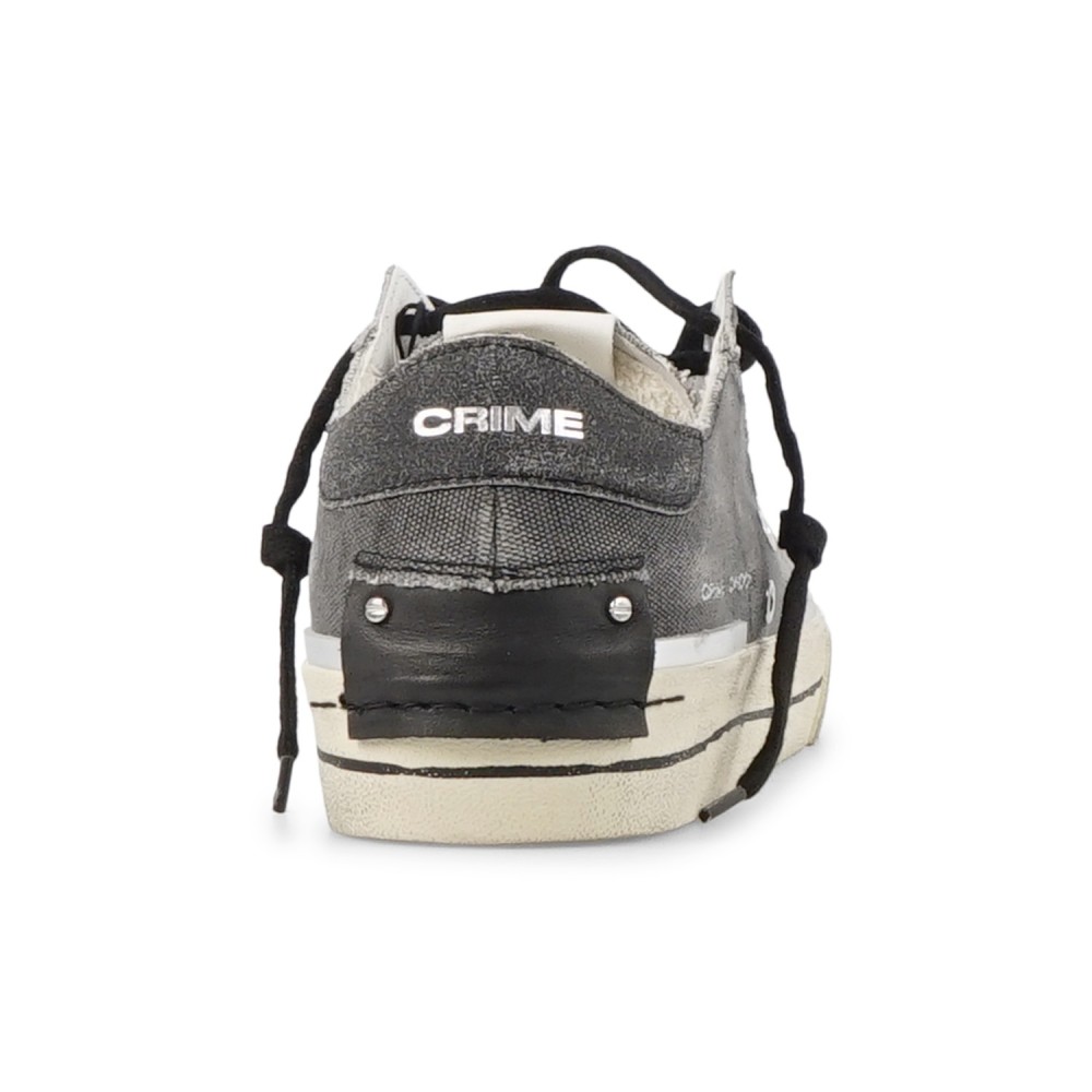 Crime London - Sneakers nera in tessuto e dettagli in suede argento per uomo |