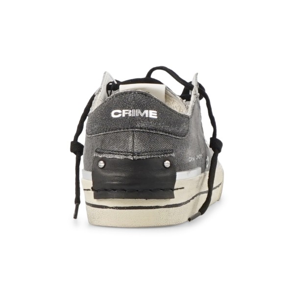 Crime London - Sneakers nera in tessuto e dettagli in suede argento per uomo |