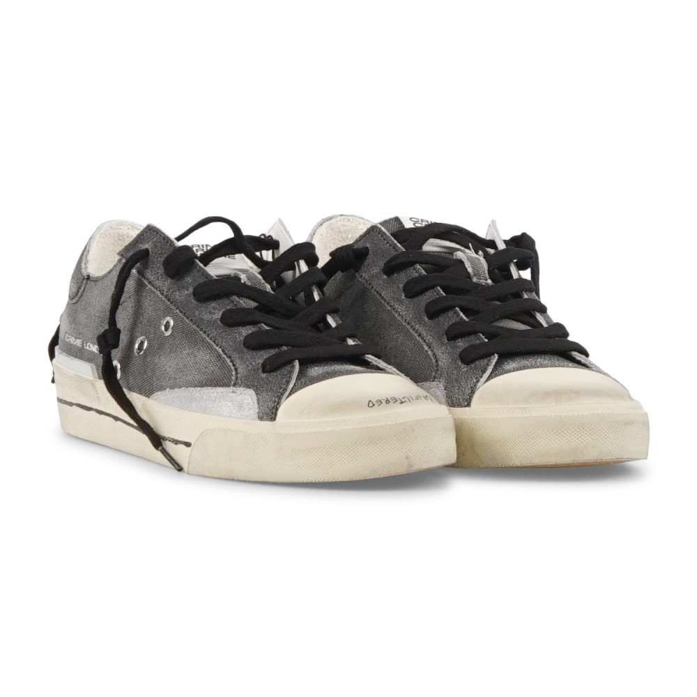 Crime London - Sneakers nera in tessuto e dettagli in suede argento per uomo |