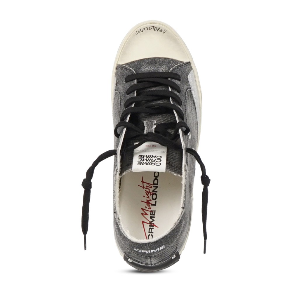 Crime London - Sneakers nera in tessuto e dettagli in suede argento per uomo |