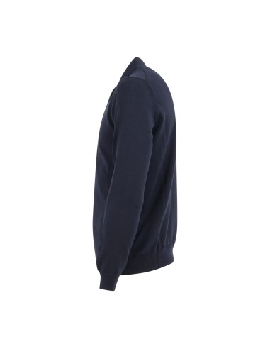 +39 Masq - Cardigan blu in cotone full zip con collo polo per uomo | m5426-8155