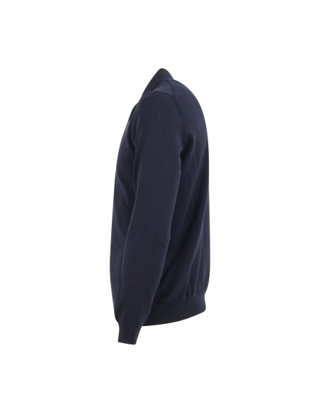 +39 Masq - Cardigan blu in cotone full zip con collo polo per uomo | m5426-8155