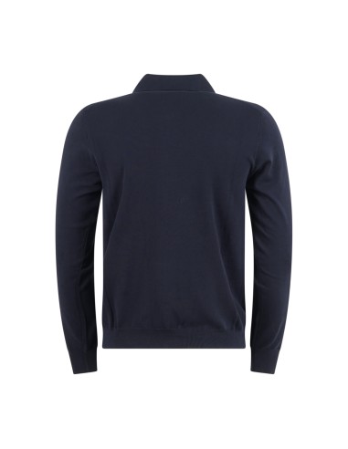 +39 Masq - Cardigan blu in cotone full zip con collo polo per uomo | m5426-8155
