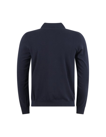 +39 Masq - Cardigan blu in cotone full zip con collo polo per uomo | m5426-8155