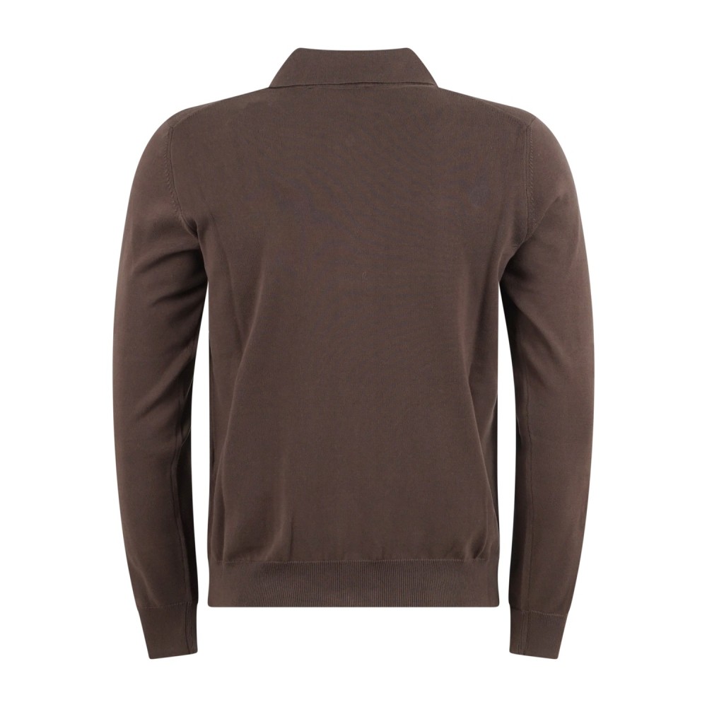 MASQ - Cardigan marrone in cotone full zip con collo polo per uomo | m5426-8155