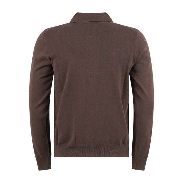MASQ - Cardigan marrone in cotone full zip con collo polo per uomo | m5426-8155