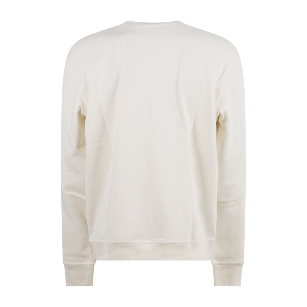 Dickies - Felpa bianca a girocollo e ricamo logo sul petto a contrasto per uomo