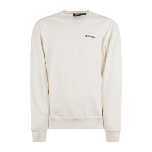 Dickies - Felpa bianca a girocollo e ricamo logo sul petto a contrasto per uomo
