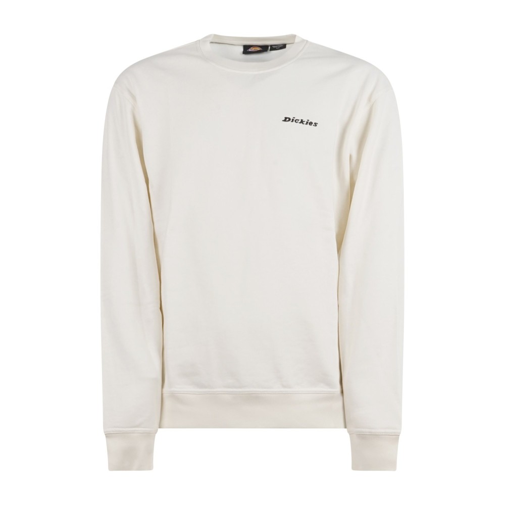Dickies - Felpa bianca a girocollo e ricamo logo sul petto a contrasto per uomo