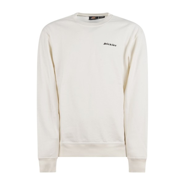 Dickies - Felpa bianca a girocollo e ricamo logo sul petto a contrasto per uomo