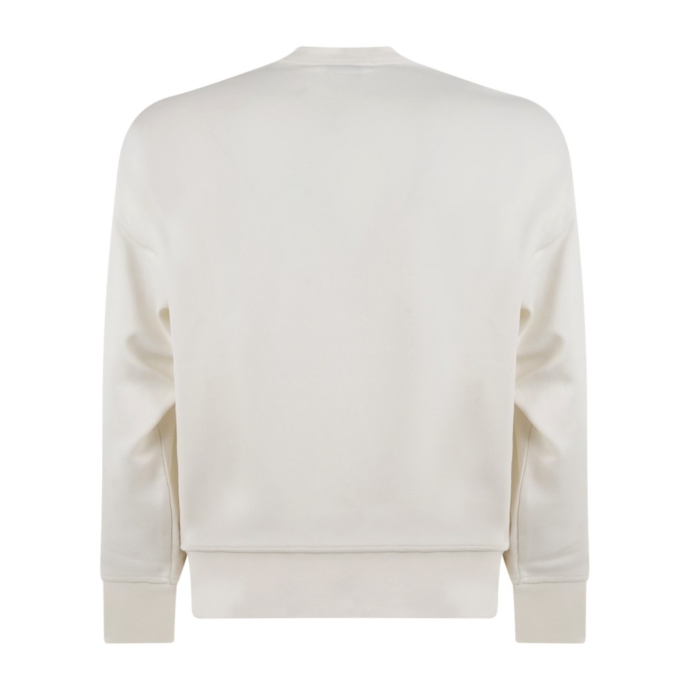 Armani Exchange - Felpa bianco girocollo con patch logo e tasca a marsupio per