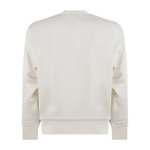 Armani Exchange - Felpa bianco girocollo con patch logo e tasca a marsupio per