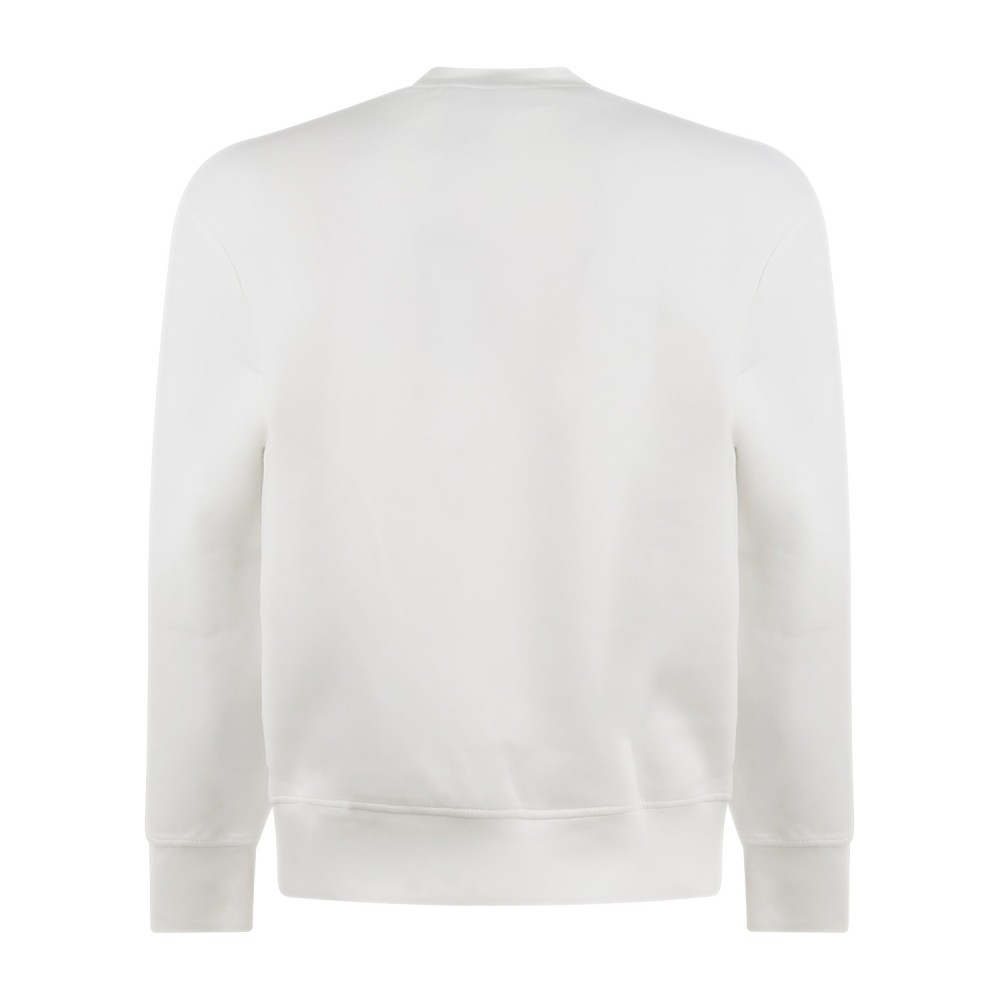 Armani Exchange - Felpa bianco girocollo con ricamo logo sul petto per uomo |