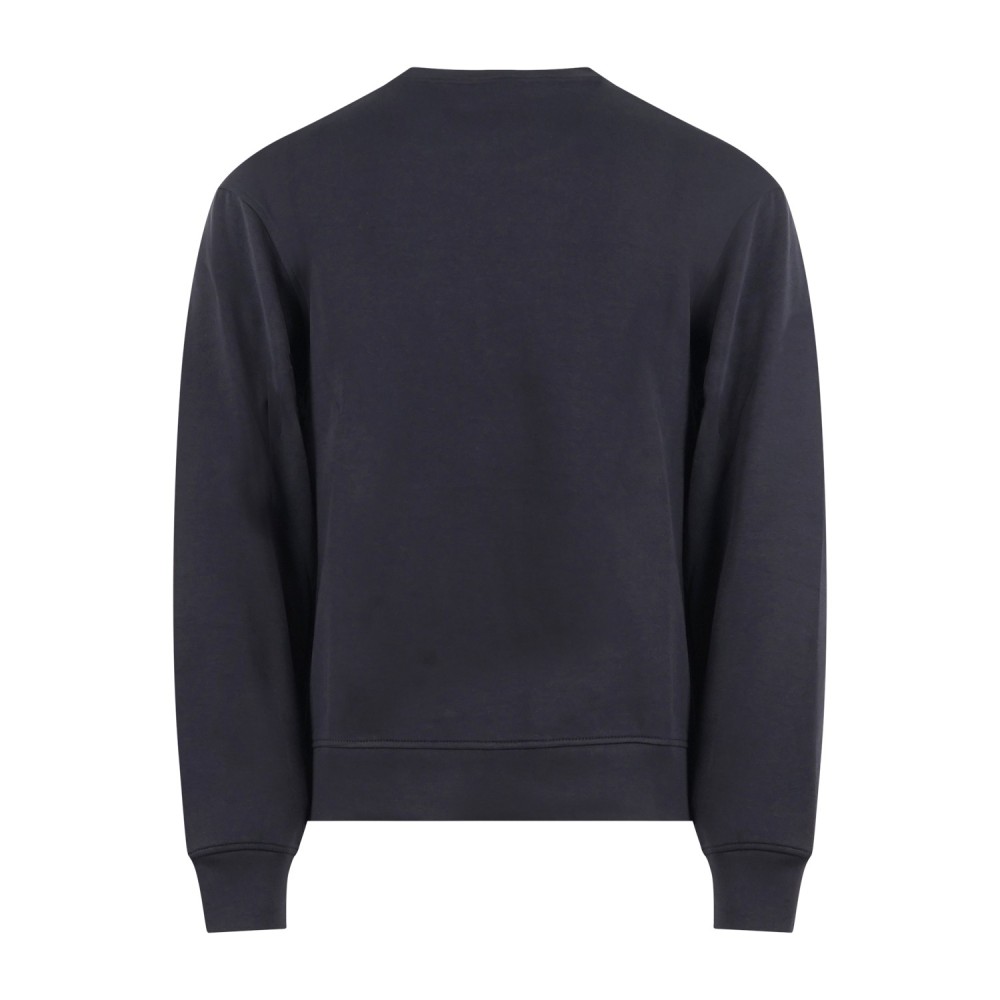 Armani Exchange - Felpa blu girocollo con incisione a rilievo logo sul petto