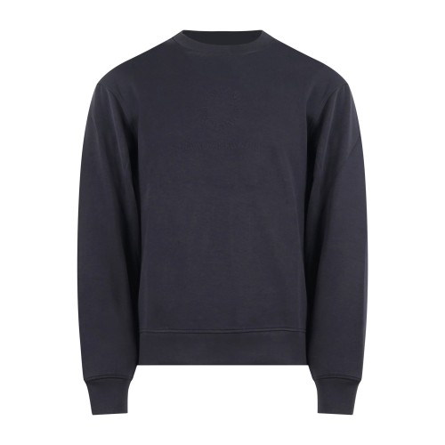 Armani Exchange - Felpa blu girocollo con incisione a rilievo logo sul petto