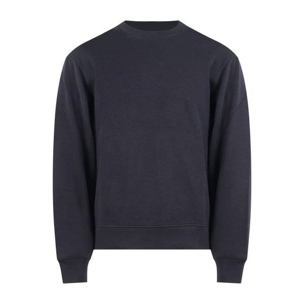 Armani Exchange - Felpa blu girocollo con incisione a rilievo logo sul petto