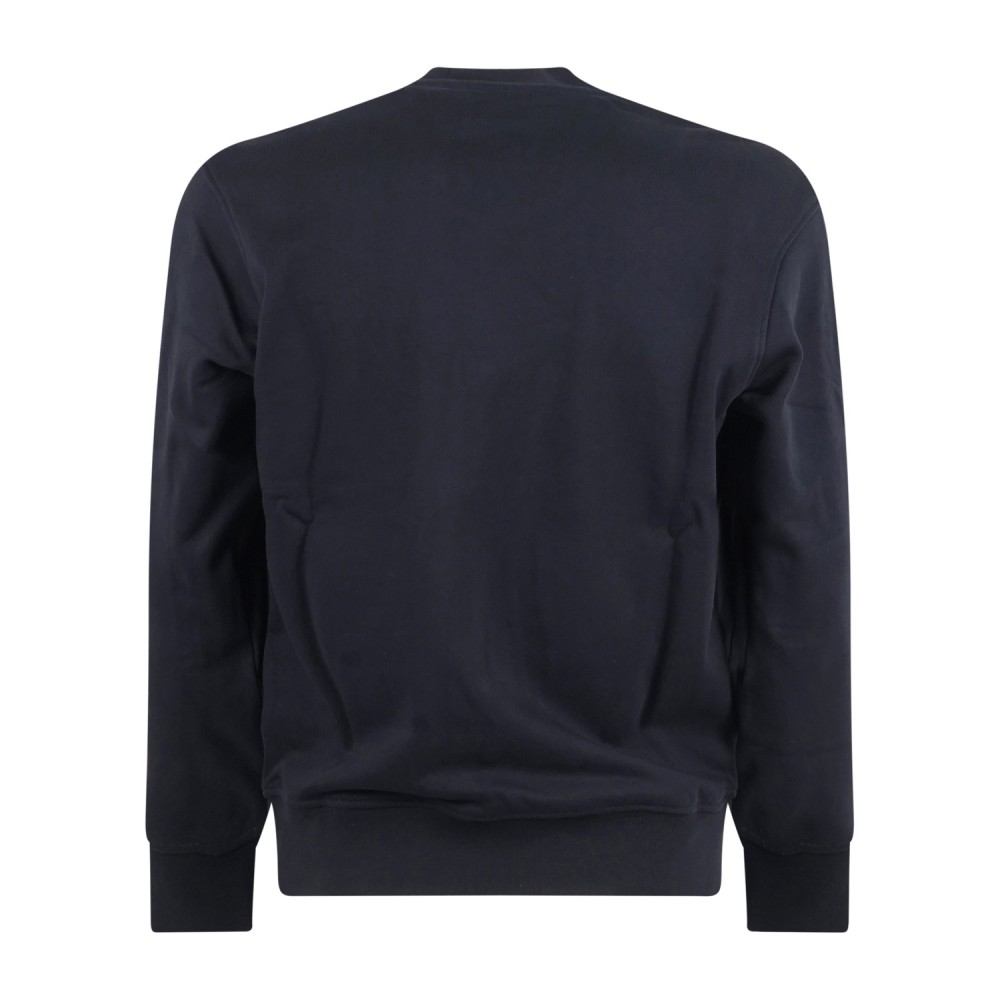 Armani Exchange - Felpa blu girocollo con patch logo sul fronte per uomo |