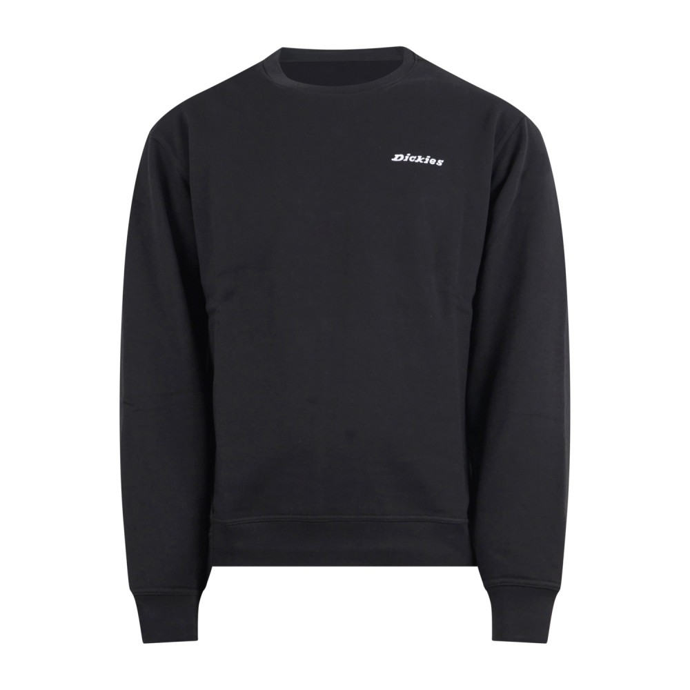 Dickies - Felpa nera a girocollo e ricamo logo sul petto a contrasto per uomo |