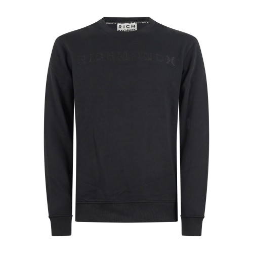 Richmond X - Felpa nera Sejam girocollo con stampa logo sul fronte per uomo |