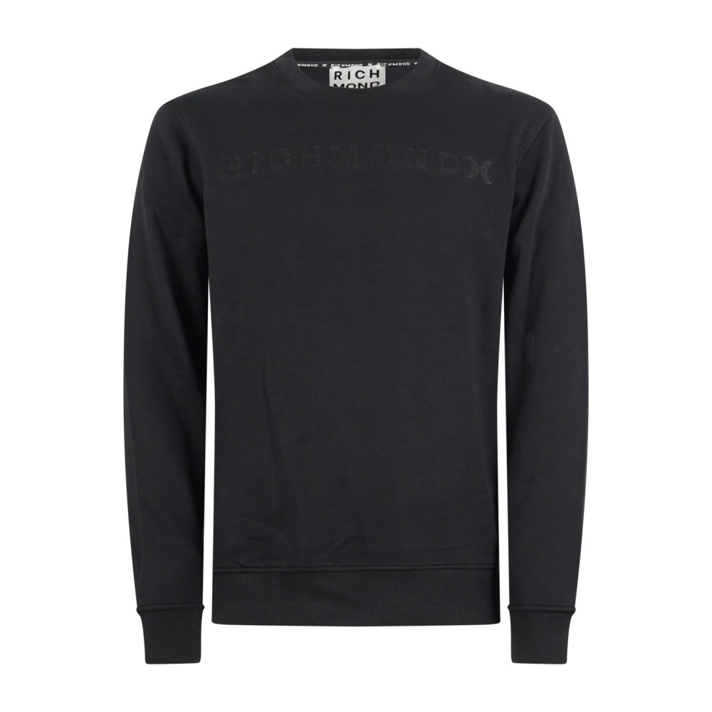 Richmond X - Felpa nera Sejam girocollo con stampa logo sul fronte per uomo |