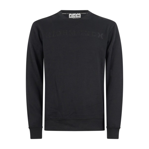 Richmond X - Felpa nera Sejam girocollo con stampa logo sul fronte per uomo |