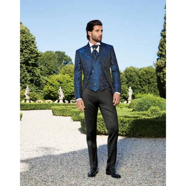 Lubiam 1911 Cerimonia - Abito damascato blu per uomo | 