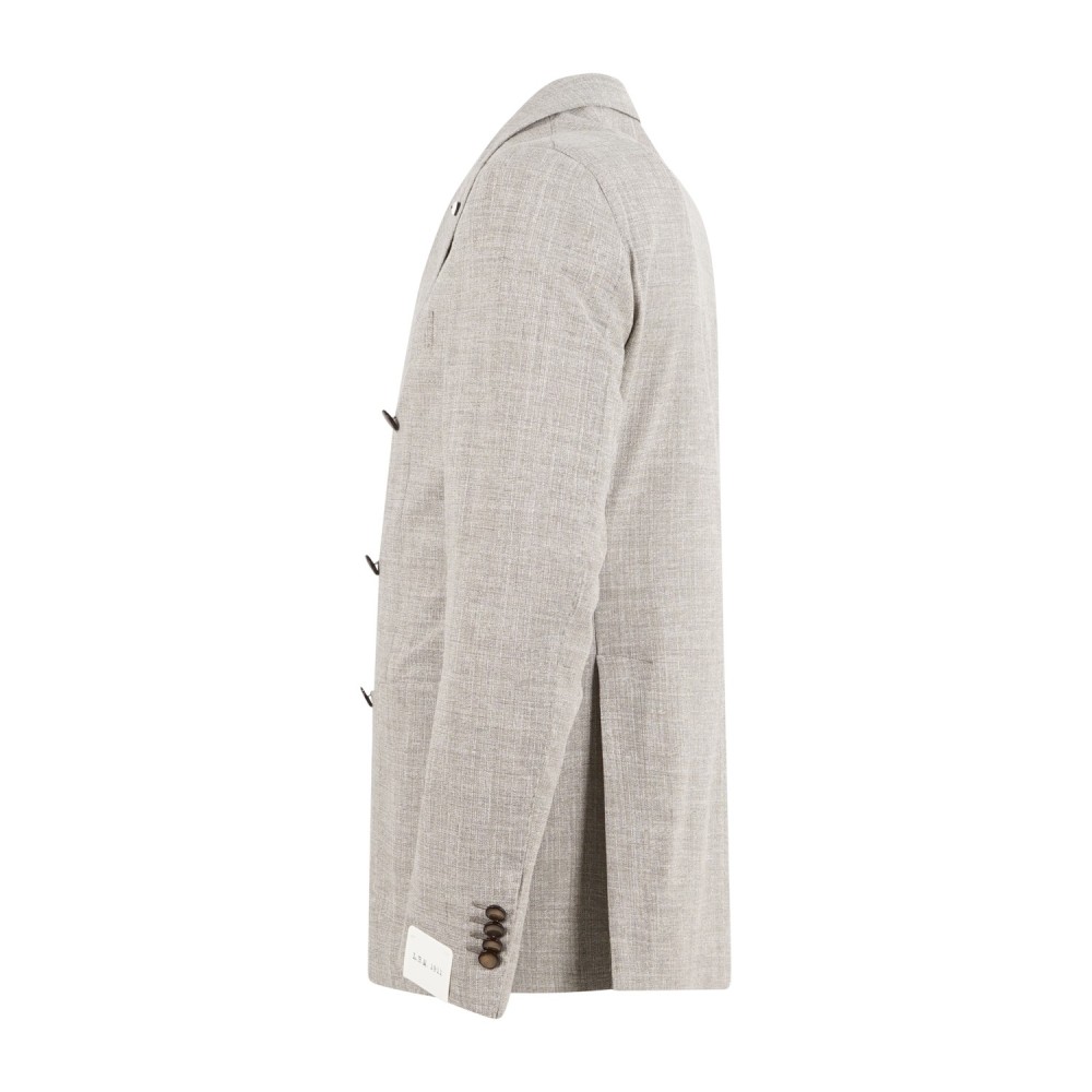 L.B.M. 1911 - Giacca beige doppiopetto decostruita sfoderata in frescolana per