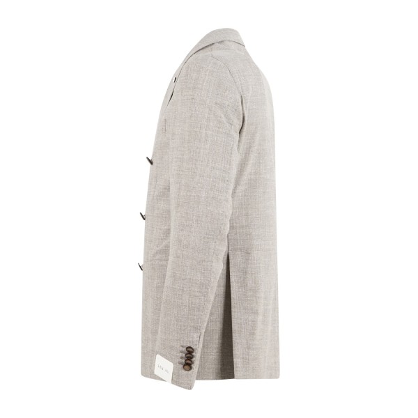 L.B.M. 1911 - Giacca beige doppiopetto decostruita sfoderata in frescolana per