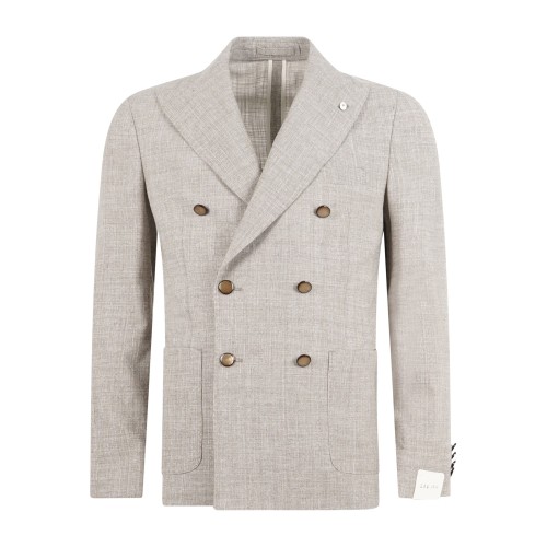 L.B.M. 1911 - Giacca beige doppiopetto decostruita sfoderata in frescolana per