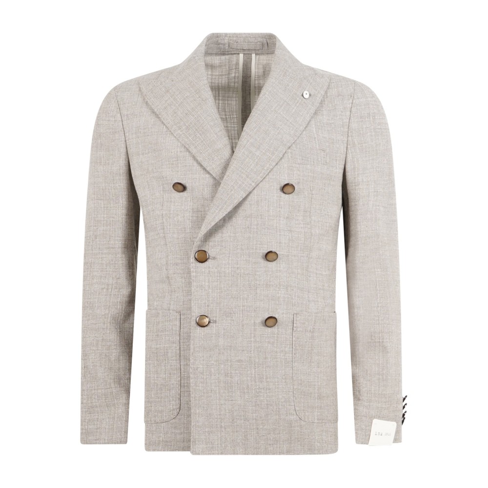 L.B.M. 1911 - Giacca beige doppiopetto decostruita sfoderata in frescolana per