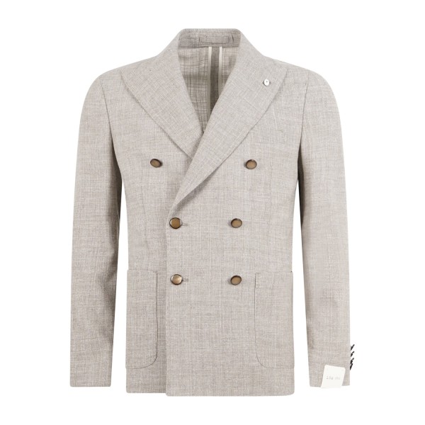 L.B.M. 1911 - Giacca beige doppiopetto decostruita sfoderata in frescolana per