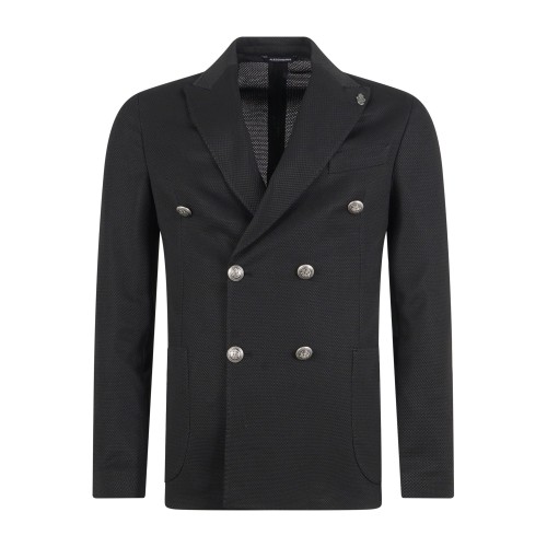 Daniele Alessandrini - Giacca nera doppiopetto in jersey con bottoni in metallo