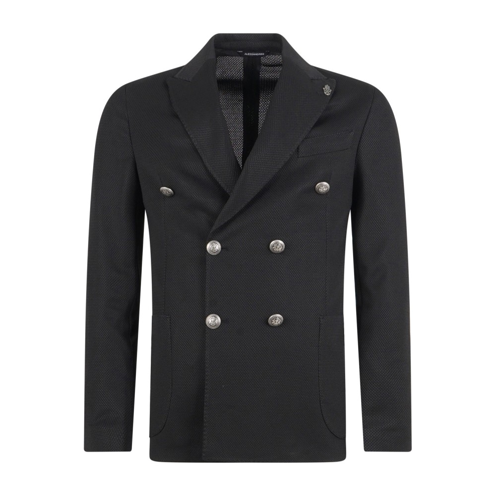 Daniele Alessandrini - Giacca nera doppiopetto in jersey con bottoni in metallo
