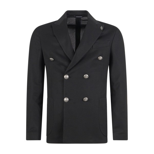 Daniele Alessandrini - Giacca nera doppiopetto in jersey con bottoni in metallo