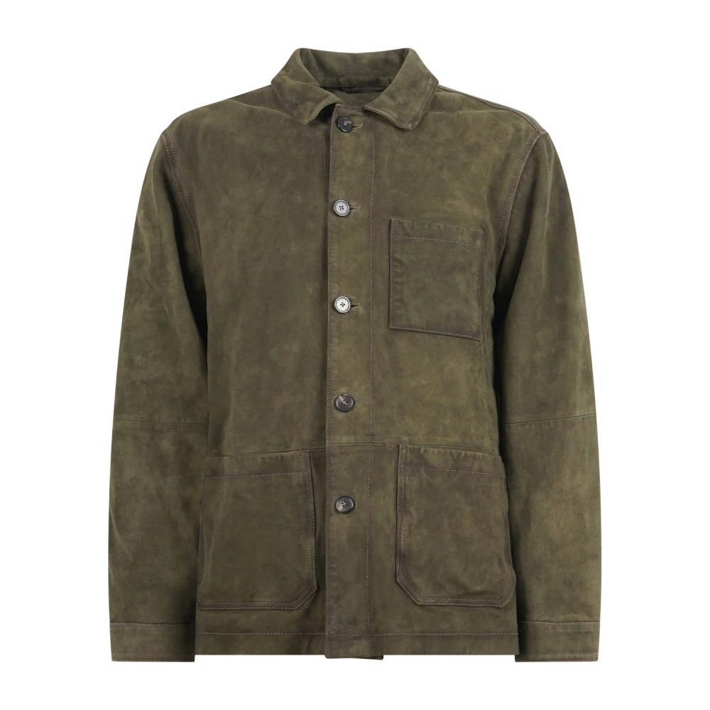 Roy Roger's - Giacca verde work in camoscio lavato per uomo | rru90341cs483223