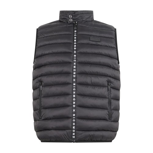 Richmond X - Gilet nero Treox con collo alto con bottoni per uomo | uma26042po
