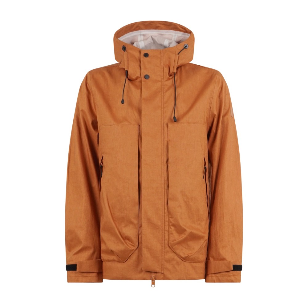 People of Shibuya - Giubbotto arancione Tone in lino accoppiato con cappuccio