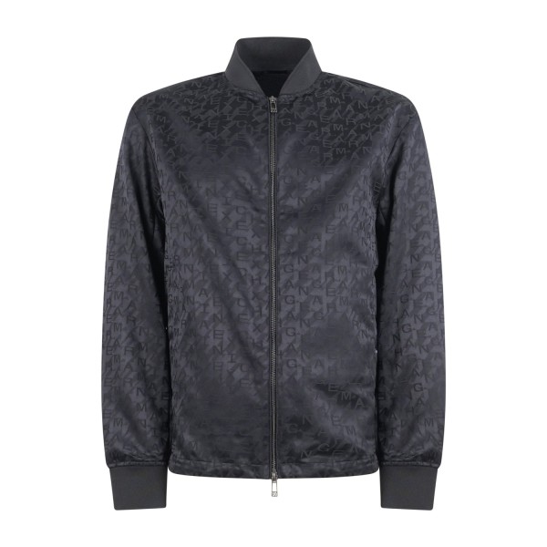 Armani Exchange - Giubbotto blu Blouson con logo all over ton su tono per uomo
