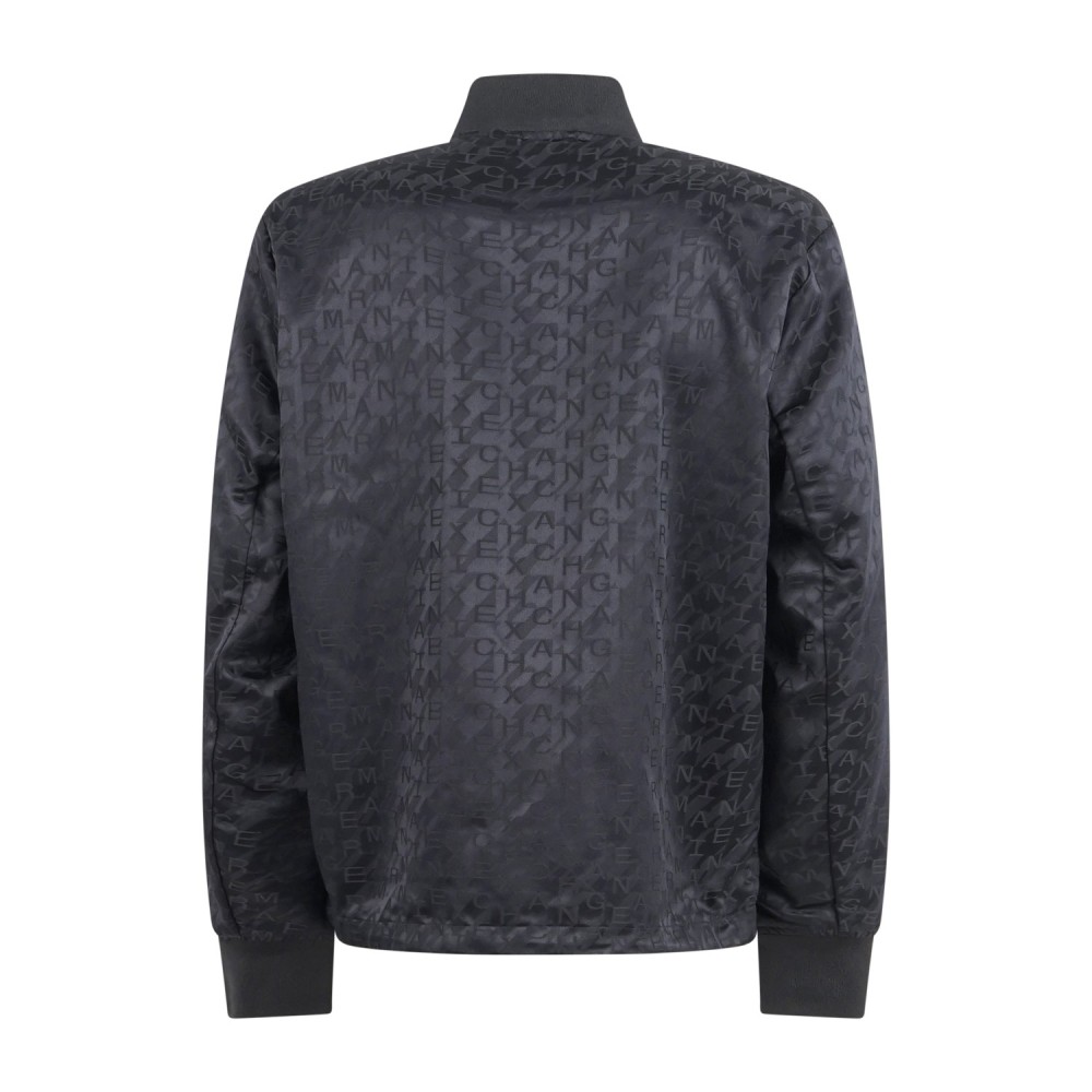 Armani Exchange - Giubbotto blu Blouson con logo all over ton su tono per uomo