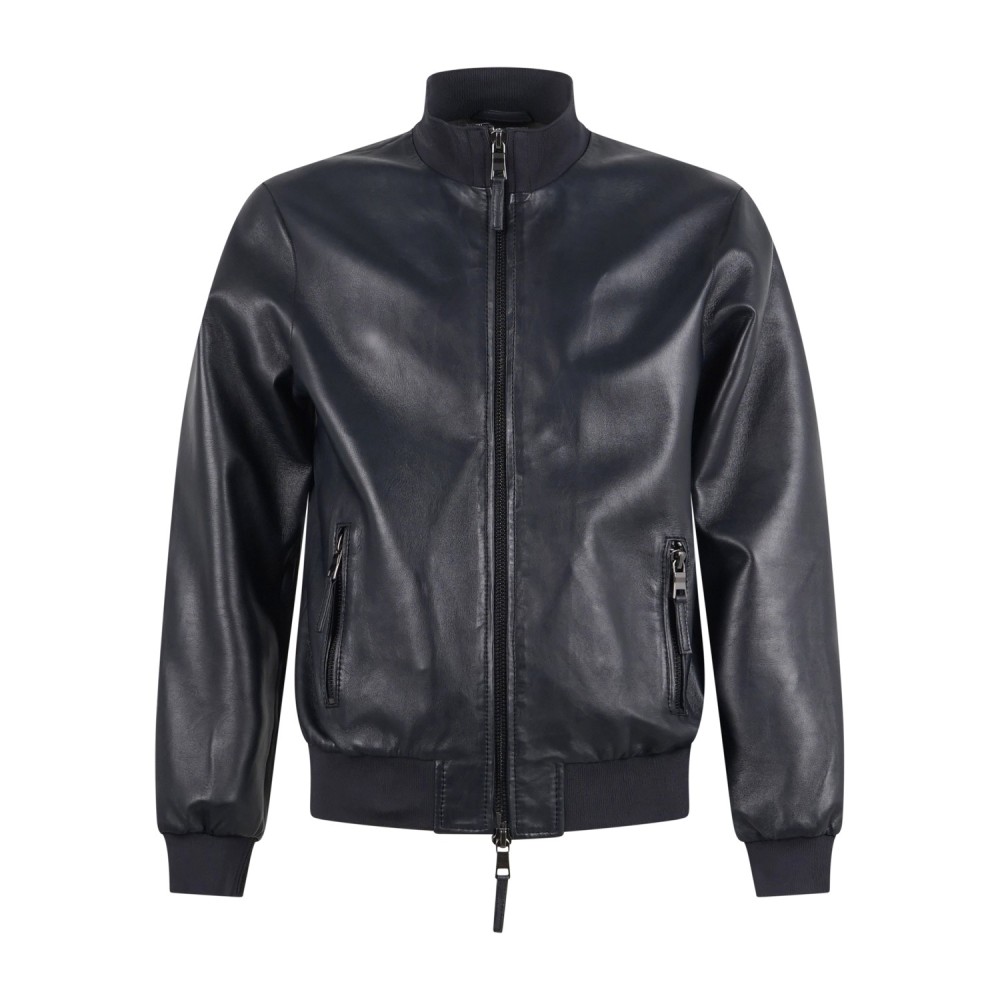 The Jack Leathers - Giubbotto blu Derek Seamlees in pelle per uomo | derek