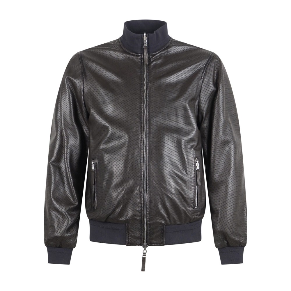The Jack Leathers - Giubbotto marrone Dennis Perfo reversibile in pelle o