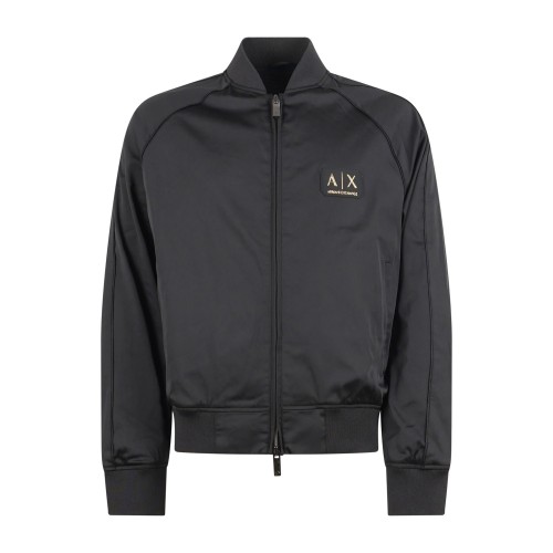 Armani Exchange - Giubbotto nero con patch logo in tessuto elasticizzato per