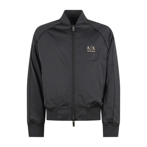 Armani Exchange - Giubbotto nero con patch logo in tessuto elasticizzato per