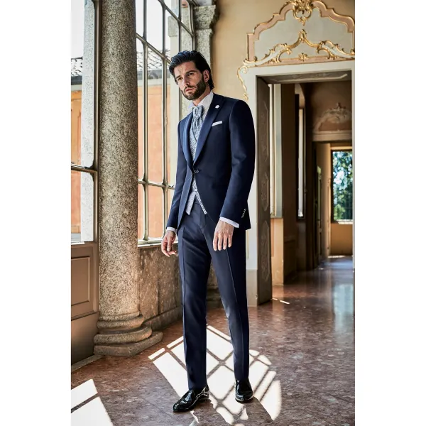 Lubiam 1911 Cerimonia - Abito smoking rever a lancia blu per uomo | 