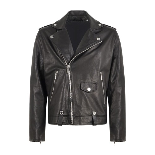 Richmond X - Giubbotto nero Dagon modello chiodo in vera pelle per uomo |