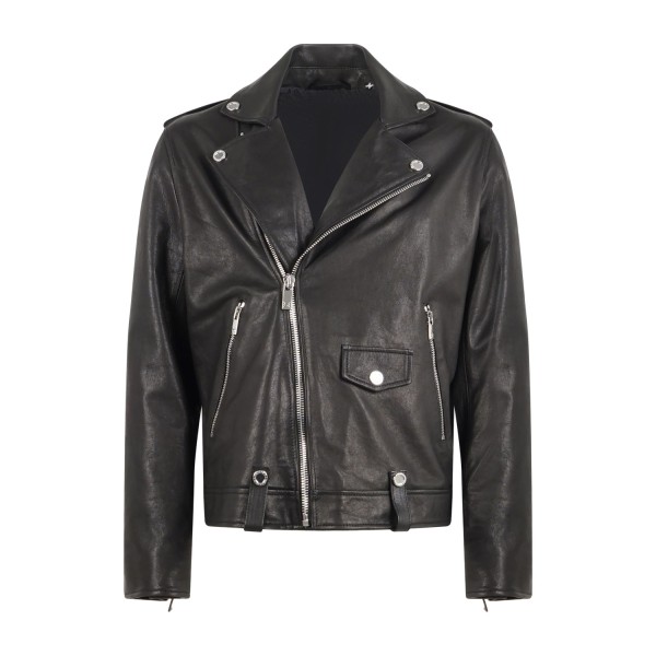 Richmond X - Giubbotto nero Dagon modello chiodo in vera pelle per uomo |