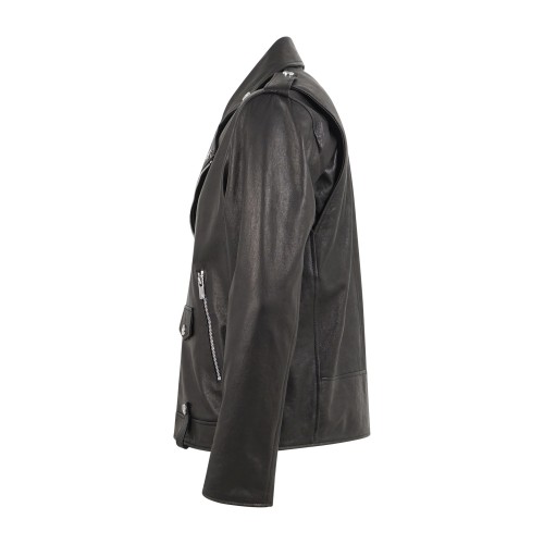 Richmond X - Giubbotto nero Dagon modello chiodo in vera pelle per uomo | 2