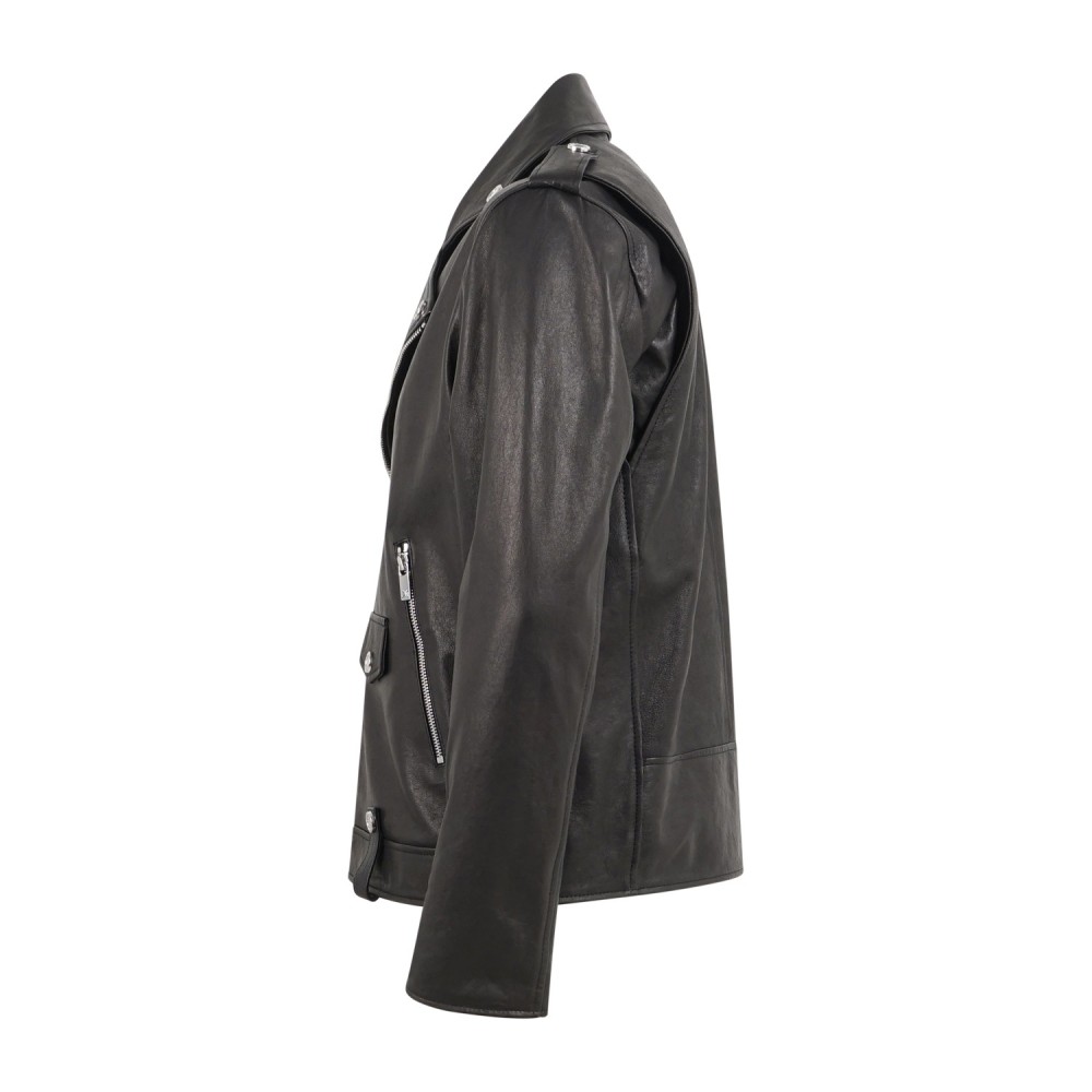 Richmond X - Giubbotto nero Dagon modello chiodo in vera pelle per uomo |